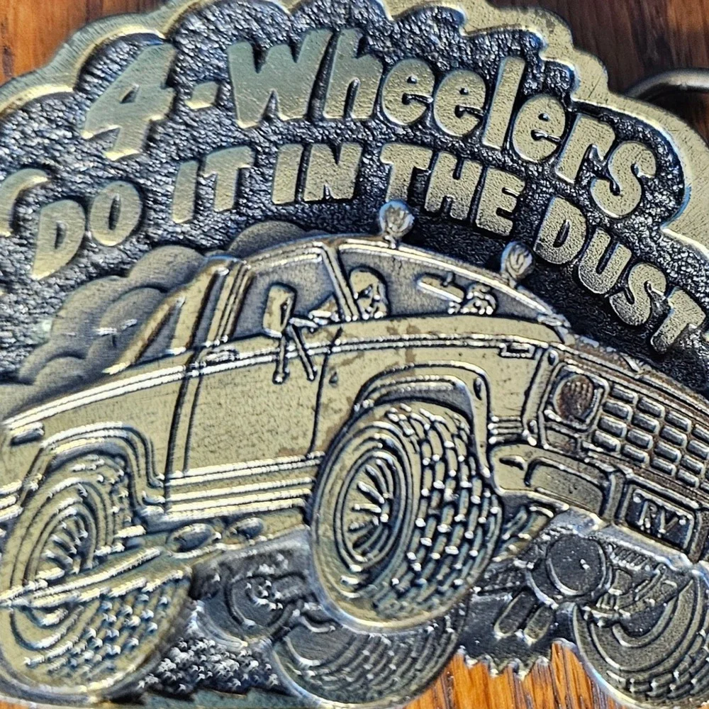 Great American Buckle Co 1980 4-Wheelers Do It In The Dust Brass Belt Buckle 404